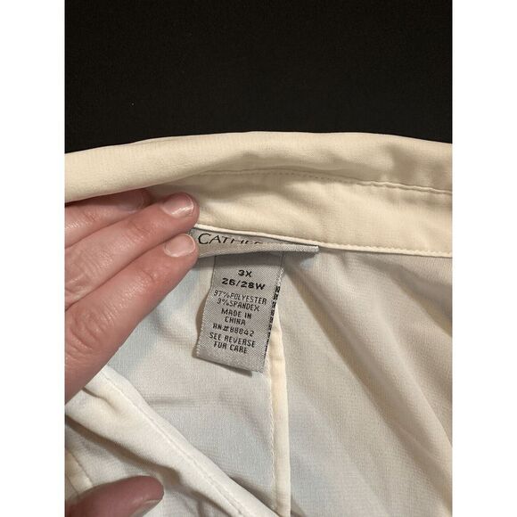Catherines Tunic Top Women's Plus Size 3X Solid White‎ Blouse - Picture 5 of 5